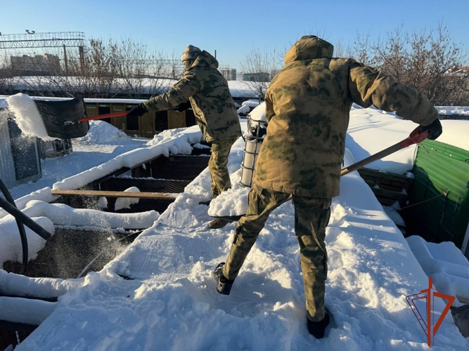 Помощь приюту для бездомных животных оказали сотрудники и военнослужащие Росгвардии в Новосибирске 